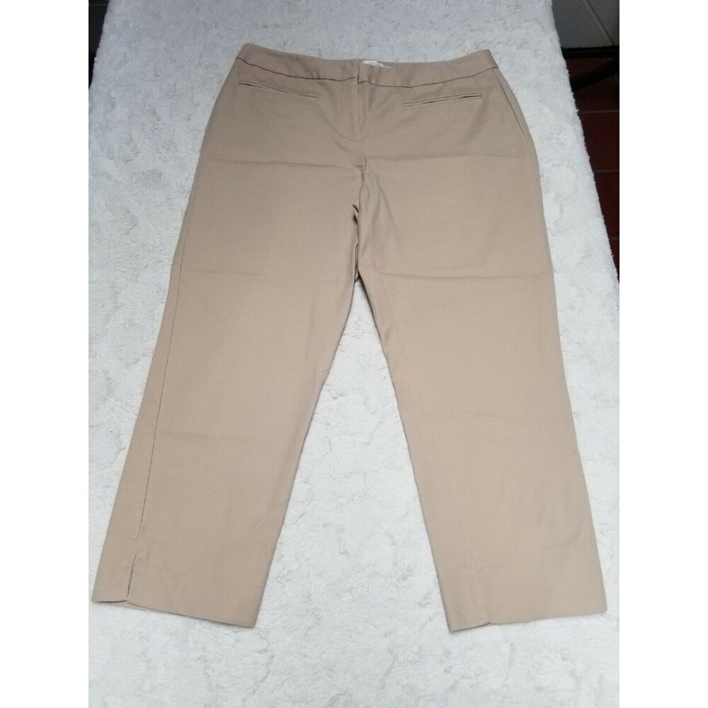 Chico's Women Mid-Rise Cropped Pants Straight Leg Cream Pockets Stretch Size 1.5